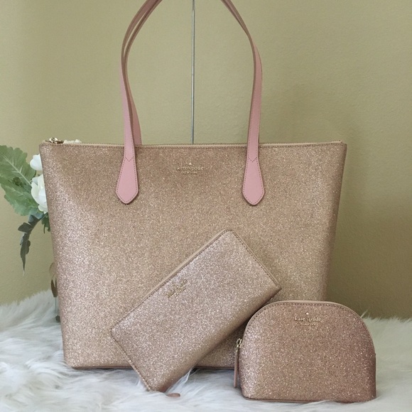 kate spade pink glitter tote
